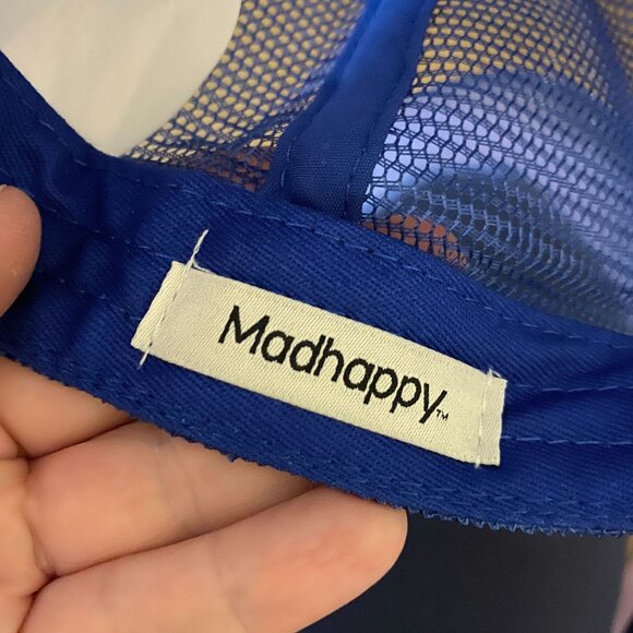 Mad Happy Classic foam trucker snap back hat Blue OS NEW - Picture 4 of 4